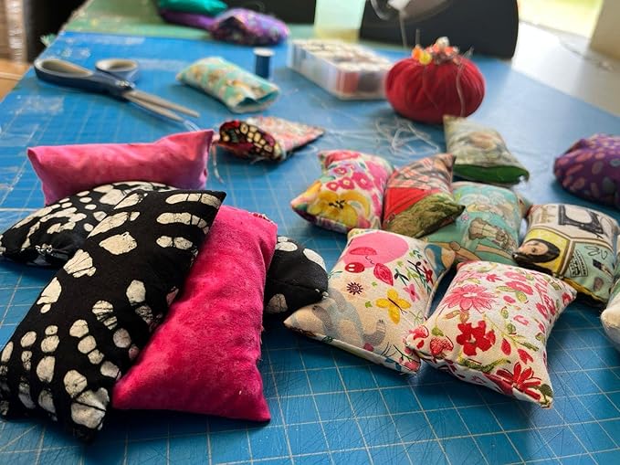Emery Pincushion for Sewing - Filled with Abrasive Emery Sand - Handmade in USA (2"x3", Purple Damask)