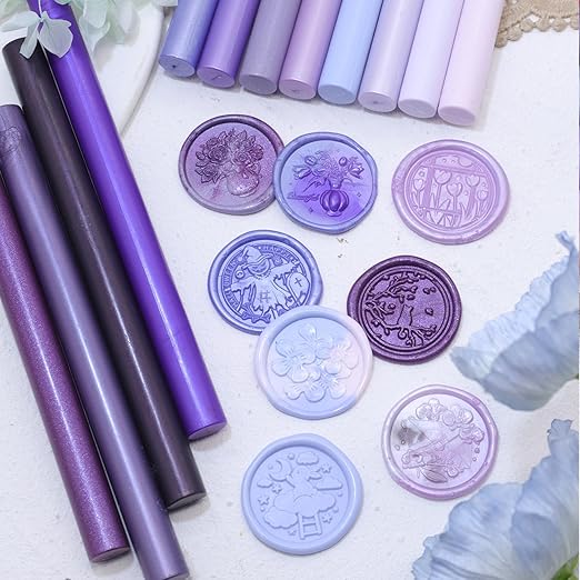 Pearl Purple Wax Seal Sticks, 30pcs Sealing Wax Sticks, HOSEALING Glue Gun Wax Seal Sticks for Wax Seal Stamp, Premium Sealing Wax for Wedding Invitations, Letter, Envelope (Mini Size)