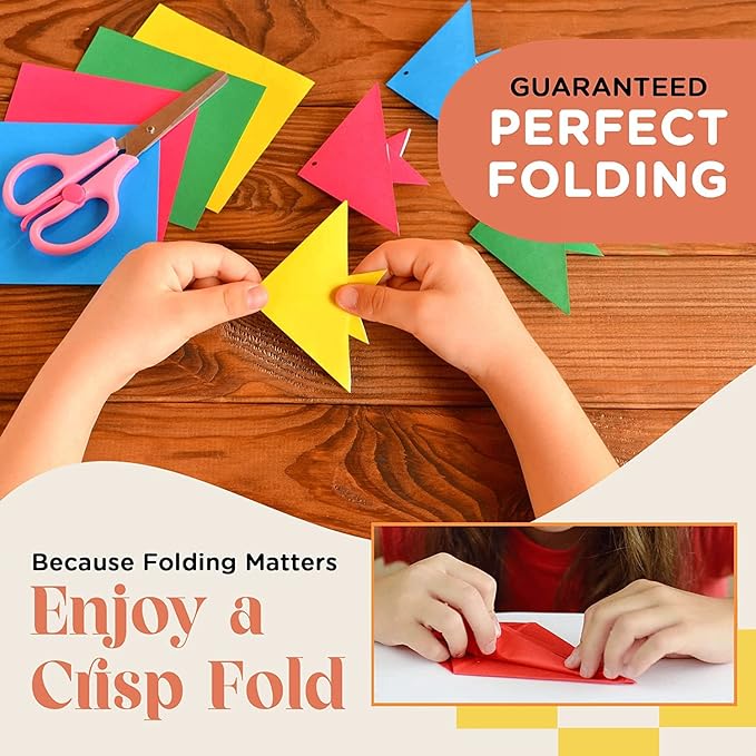HPST Origami Paper - 1100 Sheets - Double Sided 6x6 inches Origami Squares for kids - 15 Vibrant Colors - Easy Fold Papers for Arts & Crafts