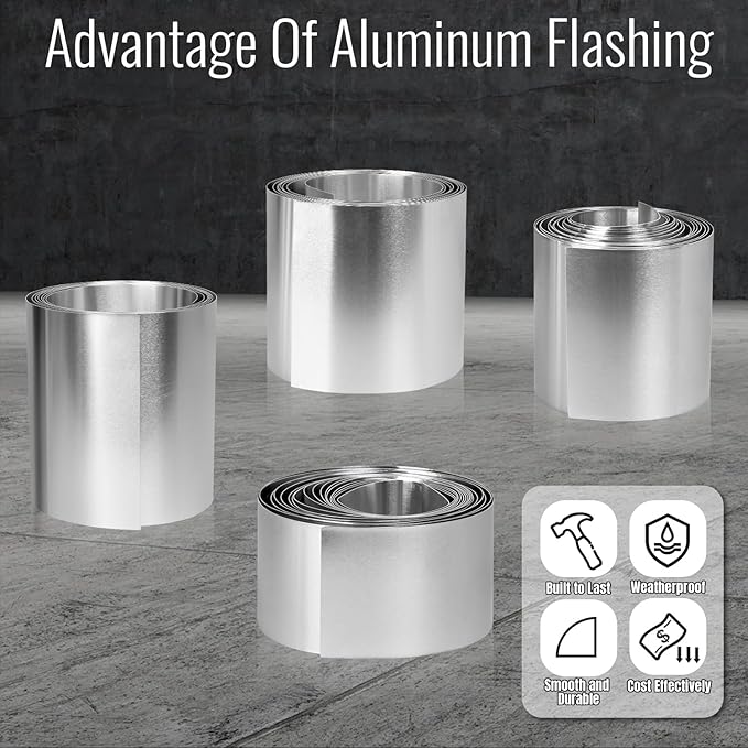 Aluminum Flashing Roll，Aluminum Sheet Roll 5000x200x0.08mm(LxWxT) Applicable to Various House Repair and DIY Projects