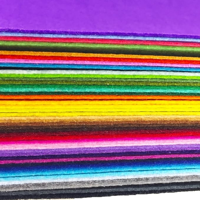 flic-flac 44PCS 12 x 12 inches (30 x 30cm) Assorted Color Felt Fabric Sheets Patchwork Sewing DIY Craft 1mm Thick … (30cm * 30cm, 44pcs)