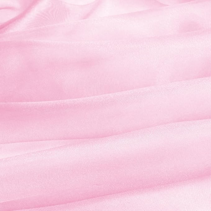 VACVELT Sheer Organza Fabric by The Yard, 60 Inch Wide Light Pink Organza Fabric Bolt Bridal Sheer Tulle Fabric, Silk Organza Roll for Wedding Party Decorations Backdrop Curtain (2 Yards)