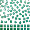 100 Pieces Ceramic Mosaic Tiles 3/5" Square Shapes Mosaic Ceramic Pieces Stained Ceramic Tiles Supplies for Crafts Beginner Mosaic Project Stepping Stones Mosaic Birdhouse Decor - Green