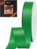LIUYAXI Green Double Faced Satin Ribbon, 1" X Continuous 50 Yards, Ribbons Perfect for Gift Wrapping Wedding Bouquet Decor DIY Craft Bow Making & Other Projects
