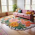 Handmade Wool Floral Area Rug for Living Room | Elegant Flower Garden Design, Soft, Thick and Durable | Bedroom, Dining Room & Home Decor Carpet (7' Round, Floral G)