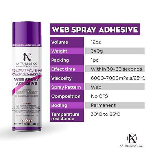 AK Trading Professional Quality General Multipurpose Spray Adhesive, 12-Ounce for Acoustic Panels & Craft Upholstery Foam Adhesive & Fabric Glue - 12 Pack
