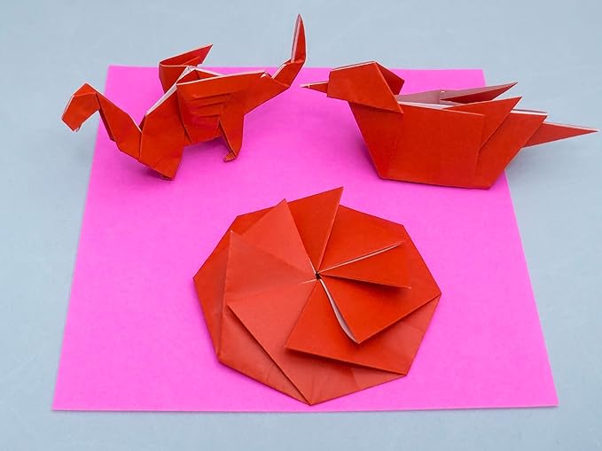 [Taro's Origami Studio] Standard 6 Inch One Sided 20 Colors 65 Sheets Square Easy Fold Premium Japanese Paper for Beginner (Gold and Silver Included) Made in Japan