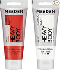 MEEDEN Acrylic Paint Vermilion Hue: Bundled with Titanium White Color - 100ml/3.38oz x 2 Bulk Heavy Body Acrylic Paint Tubes for Art Craft Painting