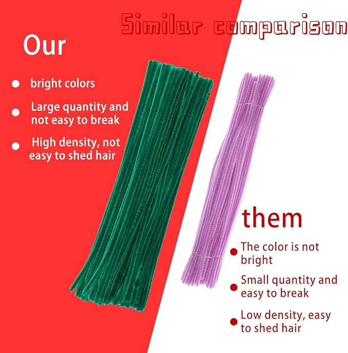 120 Pieces Pipe Chenille Stems, Christmas Solid Color Pipe Cleaners Set for DIY Arts Crafts Decorations (Red+Green+White)