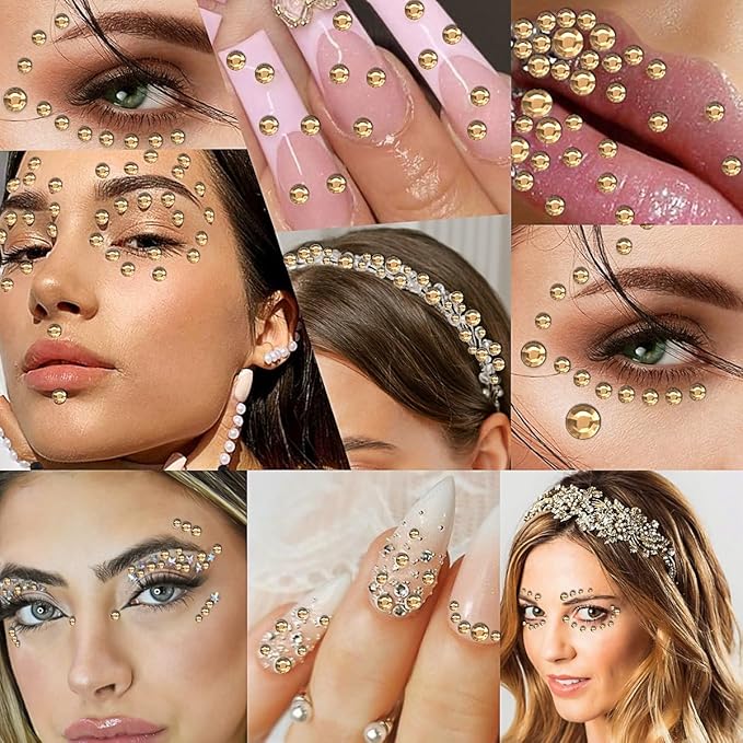 3090 Pcs 4 Sheets Rhinestone Stickers 3/4/5/6 mm Self Adhesive Craft Rhinestones Gems for Face Eyes Makeup Hair Body (Orange-3/4/5/6mm)
