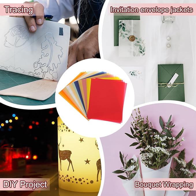 PATIKIL 30 Sheets Vellum Paper 4.25x5.5, Vellum Paper Printable Translucent Paper 100GSM Colored for Invitations Laser Inkjet Printing Card Making Crafting Wedding Tracing, Pink