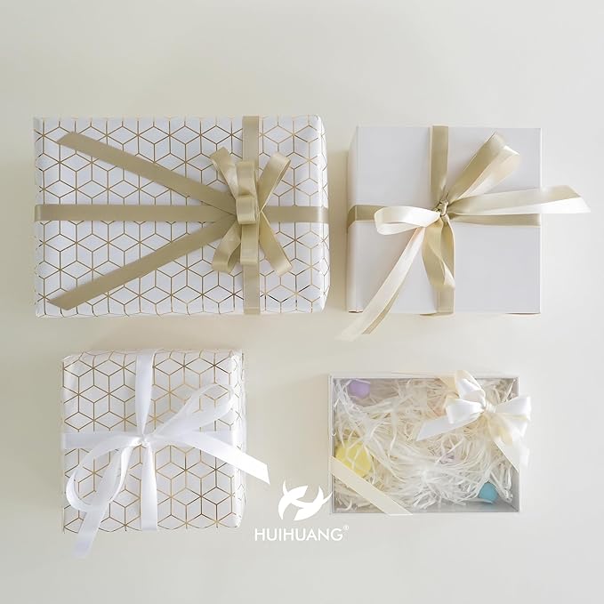 HUIHUANG Light Champagne Satin Ribbon 1/2 inch Continuous 50 Yards Double-Faced Satin Ribbon for Gift Wrapping, Bows, DIY Crafts, Flower Bouquet, Wedding Decor, Holiday Decor