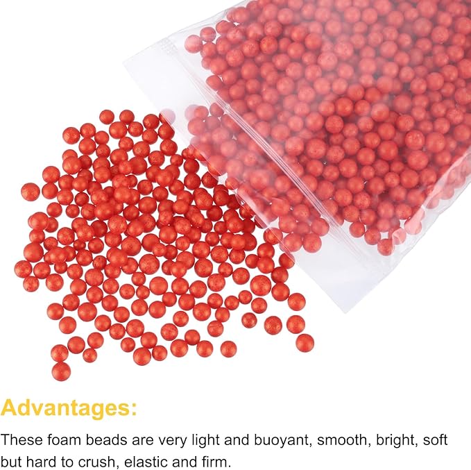 MECCANIXITY Foam Beads Foam Balls 7-9mm for Wedding and Party Decorations, Tiny Packing Balls, Arts DIY Crafts Supplies (Light Red,1 Pack Approx 3000pcs)