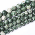 32pcs 12mm Natural Green Spot Stone Stone Beads for Jewelry Making Loose Spacer Round Beads DIY Bracelets Necklaces 15" (12mm, Green Spot Stone)