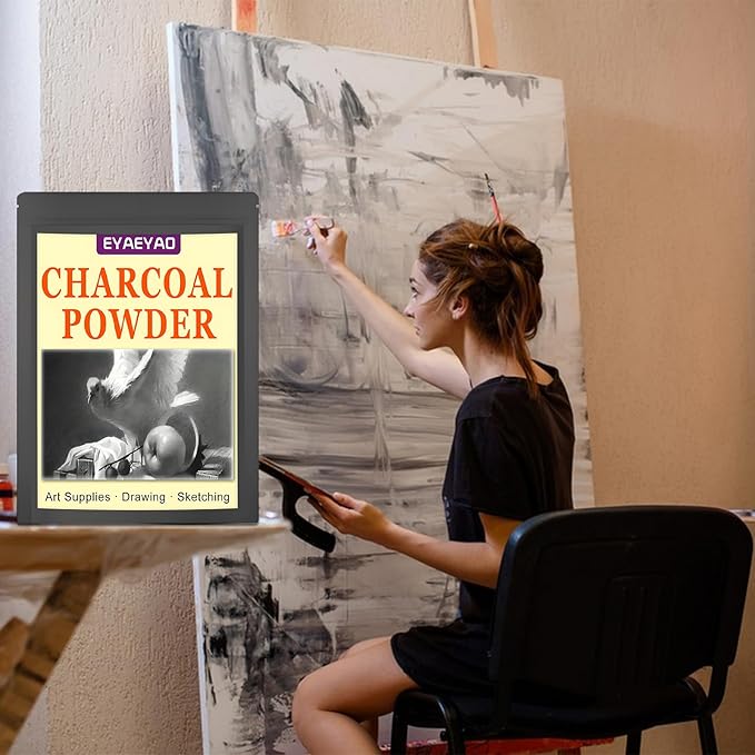 Premium Charcoal Powder for Drawing and Art, Drawing Charcoal for Sketching, Shading, Blending with Beginners & Pro Artists (16 Ounces)