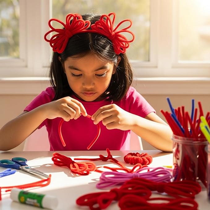 Caydo 500 Pieces Red Pipe Cleaners, Chenille Stems, Pipe Cleaner Crafts for DIY Art and Craft Projects Creative Gift Party Decorations