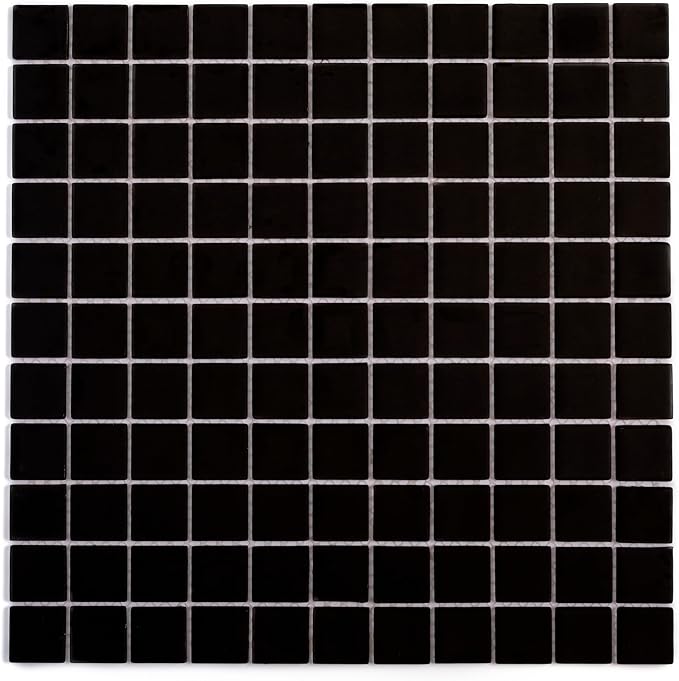 1"x1" Black Matte Finished Glass Mosaic Tile (Sample Swatch- 5"x4")