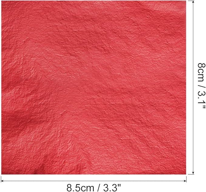 MECCANIXITY Gold Leaf Foil Sheet, Red Leaf Papers, 3.3 x 3.1inch for Art Decoration, Sculptures, Painting, Pack of 100