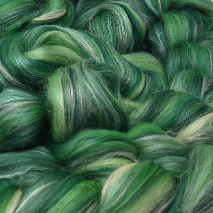 Merino Silk Luxe Tonal Designer Blend. Superfine Merino, Mulberry Silk, Tussah Silk. Top Roving for Spinning or Felting. Eden 1oz
