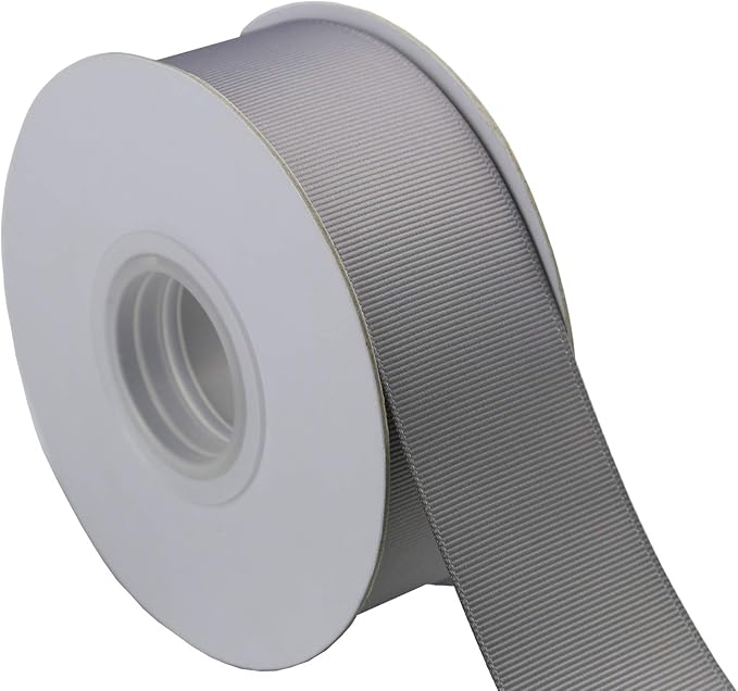 ITIsparkle 11/2" Inch Grosgrain Ribbon 25 Yards-Roll Set for Gift Wrapping Cake Decoration Party Favor Hair Braids Hair Bow Baby Shower Decoration Floral Arrangement Craft Supplies, Silver Ribbon