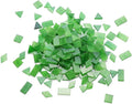Lanyani 200 Pieces Glass Mosaic Tiles for Crafts,4 Shapes Mixed Colorful Tiffany Stained Glass Pieces,Square/Rectangle/Diamond/Triangle,Leaf Green