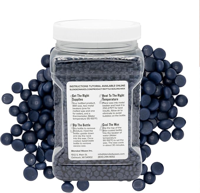 Blended Waxes, Inc. Bottle Sealing Wax, Pastille Wax Seal Beads For Wine, Beer, and Liquor Bottle Sealing, Seals Between 25-30 Bottles, 1 lb, Navy Blue