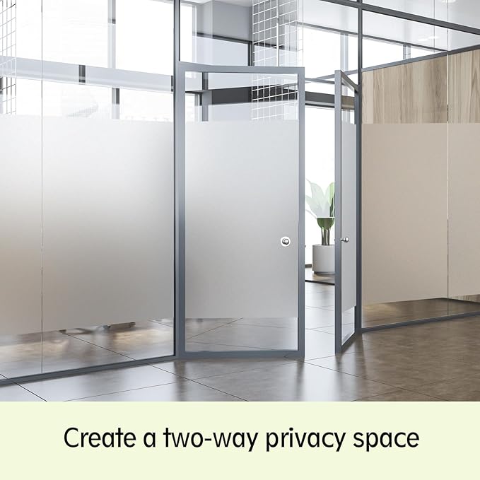 Frosted Glass Window Privacy Film - UV Sun Blocking Heat Control, Static Cling Removable & Reusable for Home, Bathroom, and Office (Frosted 17.3 Inch x 13.1 Feet)