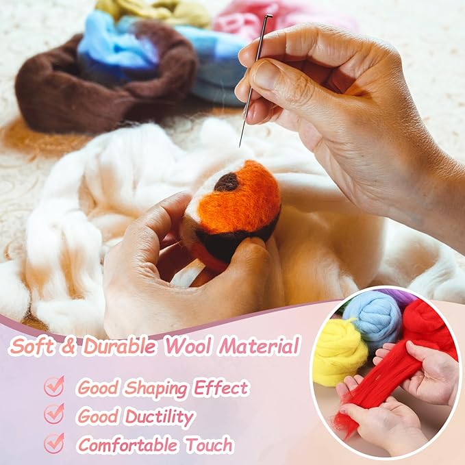 PATIKIL Wool Roving Yarn, 80G/2.82OZ Soft Felting Wool Pure Chunky Roving Yarn Bulk for Needle Felting Knitting Blanket Spinning Weaving DIY Craft, Purple