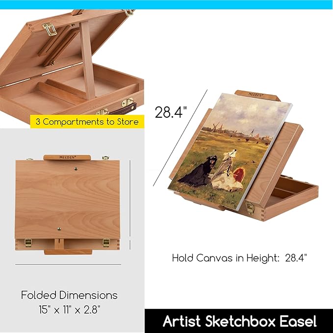 MEEDEN Oil Painting Kit, Painting Sets with Sketch Easel Box, Professional Art Paint Supplies Kit with Paint Brushes, Palette Knives, Canvases for Painting Supplies for Adults
