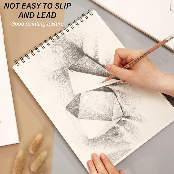 Cabreche Cute Sketchbook Top Spiral Bound Sketch Pad, 9 x 12 inch,100GSM Thick Paper,50 Sheets 100 Pages,Art Sketch Book Artistic Writing Drawing Paper for Girls Women Beginners-Black Pink Bowknot