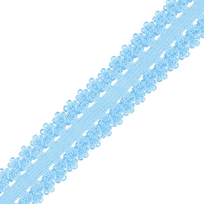 Mandala Crafts Baby Blue Stretch Lace Soft Elastic Trim Roll - 55 Yards 1 Inch Wide Stretchy Frilly Picot Ribbon for Sewing Lingerie, Headbands, Underwear, and Crafts