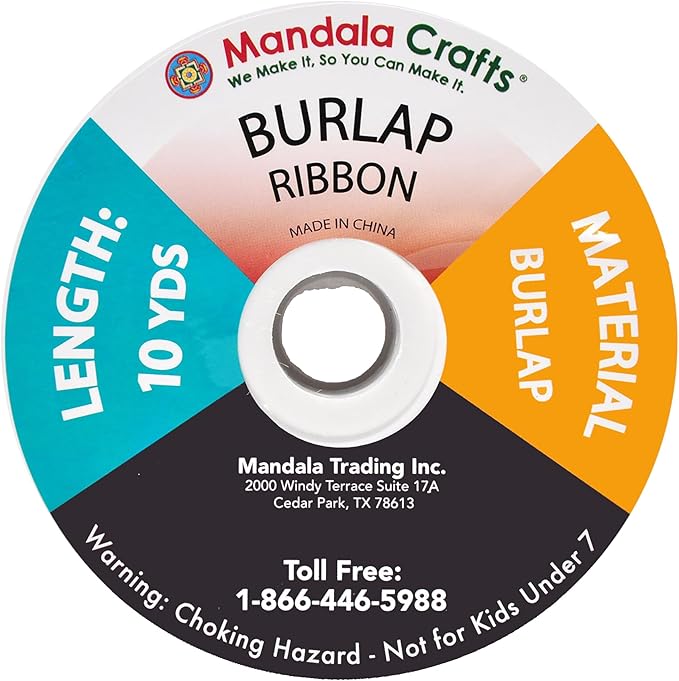 Mandala Crafts Brown Burlap Ribbon 1 Inch Wide Jute Ribbons for Crafts - 20 Yds Roll Rustic Burlap Wrap Trim Ribbons for Wreaths Bows Wedding Party Decoration