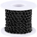 Jishi 16ft Aluminium Curb Chain Roll, Thick Twisted Chain Links, Black Plated Metal Craft Chain Curb Link Chain Spool for Jewelry Making Necklace Bracelet DIY Crafts, Jewelry Making Findings Supplies