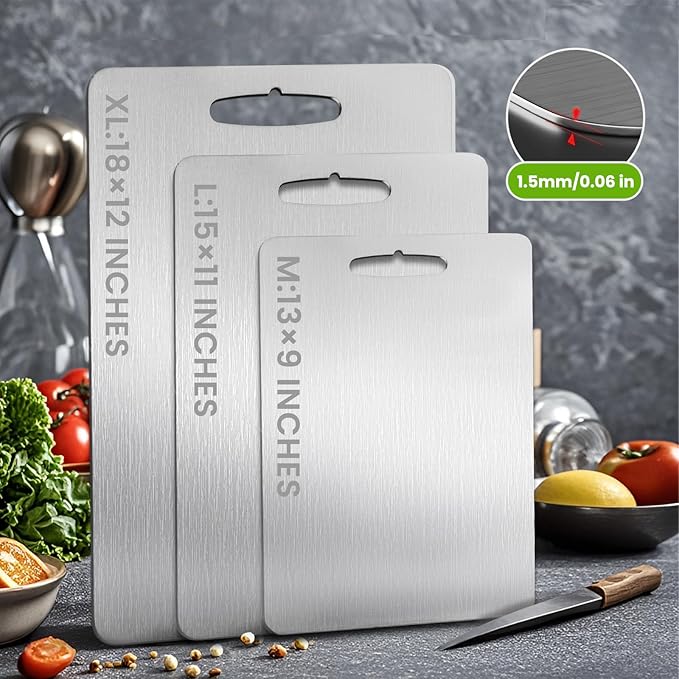 Titanium Cutting Board, 2025 New Upgrade 100% Pure Titanium Cutting Boards for Kitchen, Hygiene & Durability Non Stick Chopping Board, Double sided Cutting Board, Easy to Clean (15 * 11)