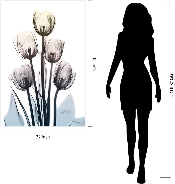 Empire Art Direct 48"x32" Frameless Tempered Glass Wall Art, Springing Tulips Wall Art, Flower Wall Decor, Ready to Hang, X-Photography Wall Decor, Living Room, Bedroom, Home Office