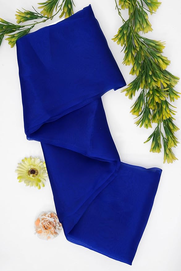 Organza Fabric 5 Yard Bridal Solid Sheer Organza Fabric Bolt for Wedding Dress, Fashion, Crafts, Decorations Silky Shiny Organza 44" - (5 Yard, Royal Blue)