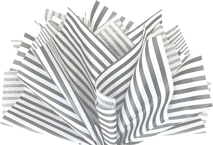 Flexicore Packaging Gray Pin Stripe Print Gift Wrap Tissue Paper Size: 15 Inch X 20 Inch | Count: 50 Sheets | Color: Gray Pin Stripe