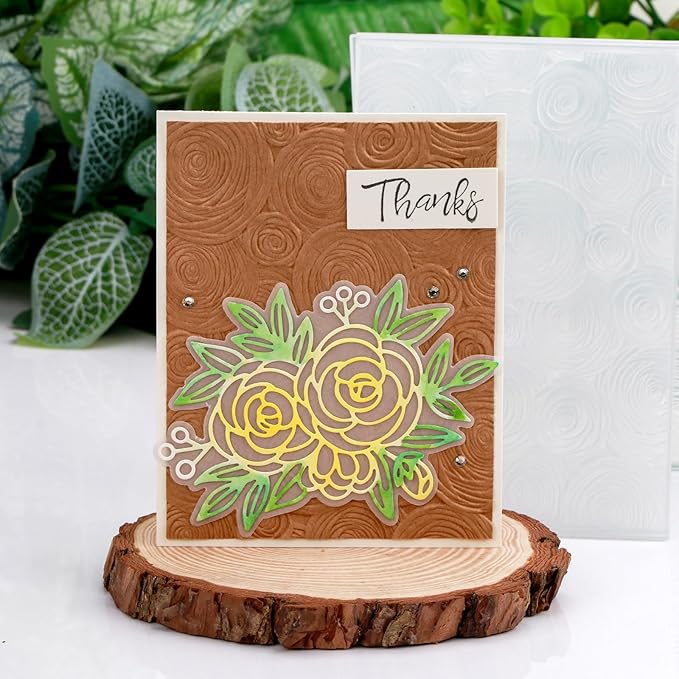 BAOFALI 3D Embossing Folder for Card Making,Beautiful Flower Spiral Pattern Plastic Texture Fades Embossing Folder Template for Scrapbooking Cardstock Album DIY Decoration Paper Crafting 6.3x4.5inch