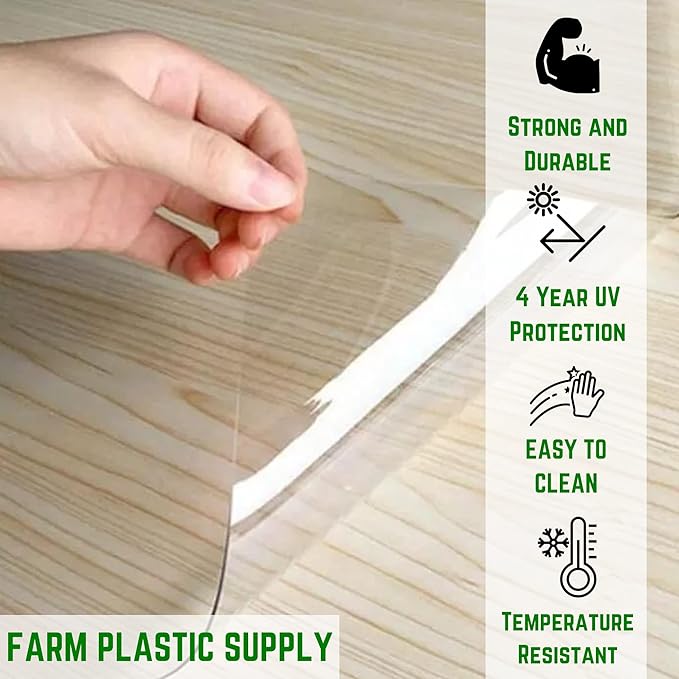 Farm Plastic Supply - Clear Vinyl Sheeting - 15 Mil - (4'6" x 25') - Vinyl Plastic Sheeting, Clear Vinyl Sheet for Storm Windows, Covering, Protection, Tablecloth Protector