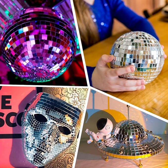 OTYMIOW 2250 PCS Disco Ball Tiles, 10 x 10 MM Self-Adhesive Disco Ball Stickers, Mosaic Mirror Tiles
