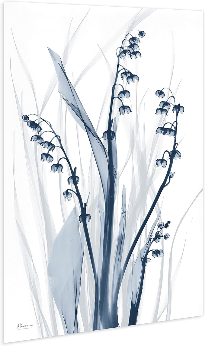 Empire Art Direct Frameless Free Floating Tempered Glass Panel Graphic Wall Art Ready to Hang, 32" x 48", Radiant Blues 2, Blue Flower