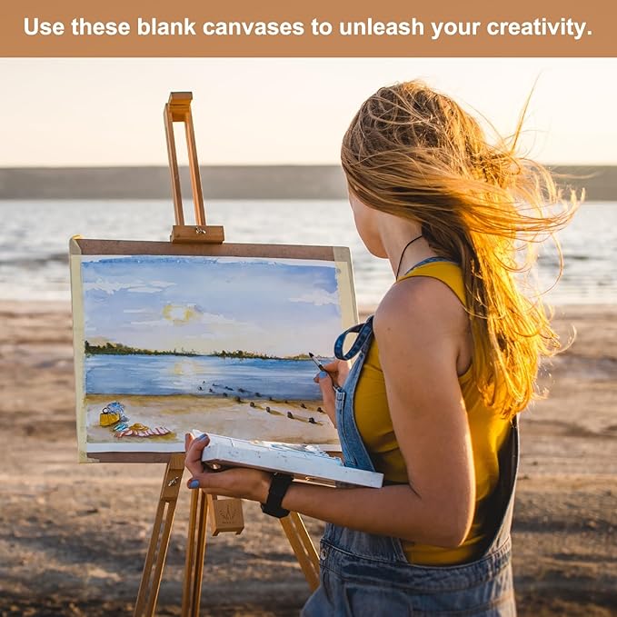 MECCANIXITY Canvas Boards for Painting, 5x7 Cotton Blank Primed Art Canvas Panels Acid-Free for Painting Supplies Oil Acrylic Tempera Watercolor Pouring Paint Artists(White, Pack of 20)