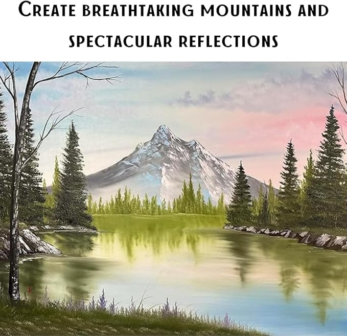 10 Piece Landscape Brush Set, for Wet on Wet Painting: 2 Inch, 1 Inch, 1 Inch Oval, 4 & 6 Fan, Filbert, 2 Palette Knives, Liner, Mop Blender - Adam Lashley