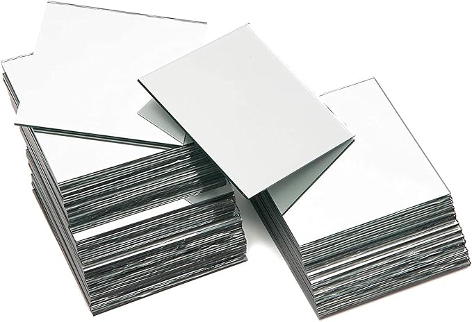 Bright Creations Mirror Art Tiles - 3 in, Silver, 50 Pack - Adhesive Mirror Mosaic Tiles for DIY Crafts & Stick-On Wall Decor