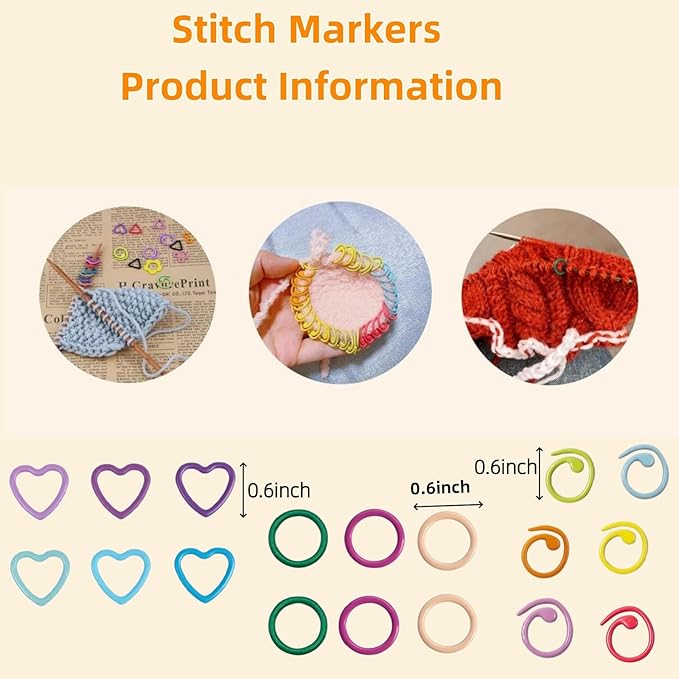 Hilsayum Triangle Shape Stitch Markers with Floral Pattern Storage Box,Crochet Markers for Crocheting and Knitting