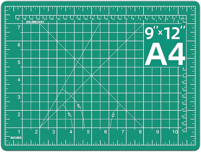DIYSELF Cutting Mat - 9in12in, A4 Size, Double-Sided, Rotating Mat for Crafts, Sewing, Quilting & More
