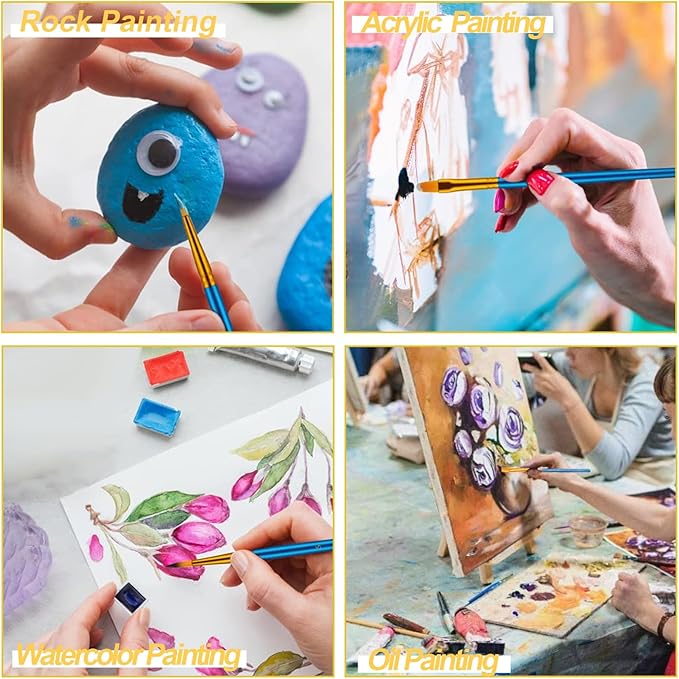 Mini Easels 6 Pack, Small Easels for Painting 24cm/9 Inch, Folding Design, Small Easel with 6 Palettes and 30 Brushes, Suitable for Outdoor Painting Party