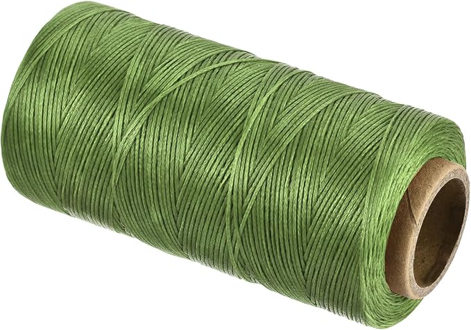 MECCANIXITY Waxed Thread,284 Yard 0.8mm 150D Flat Wax Thread Polyester Waxed String for Leather Sewing Hand Weaving Book Binding Home Decoration,Deep Green