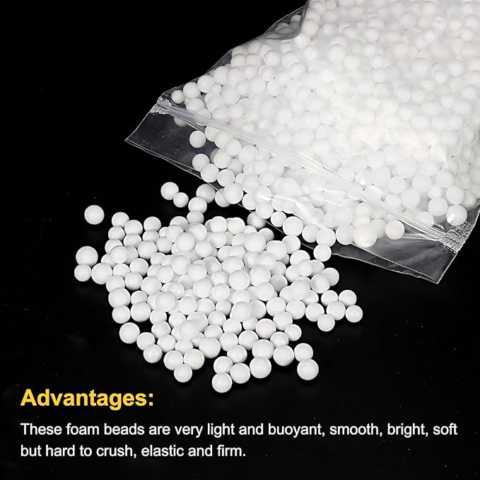 MECCANIXITY Foam Beads Foam Balls 7-9mm for Wedding and Party Decorations, Tiny Packing Balls, Arts DIY Crafts Supplies (White,1 Pack Approx 3000pcs)
