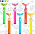 Mermaid Party Favors,24Pcs Glitter Mermaid Tail Bubble Wands for Kids Birthday Party Supplies,Classroom Prizes Pinata Goodie Bag Stuffers Gift